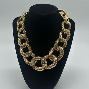 Kenneth Jay Lane Hammered Gold Chain Necklace